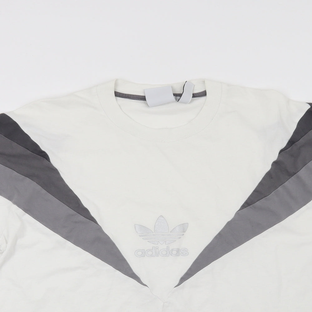 adidas Mens White Geometric   T-Shirt Size M