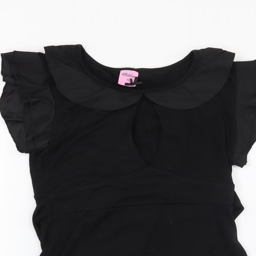 Ribbon Womens Black   Basic Blouse Size XS