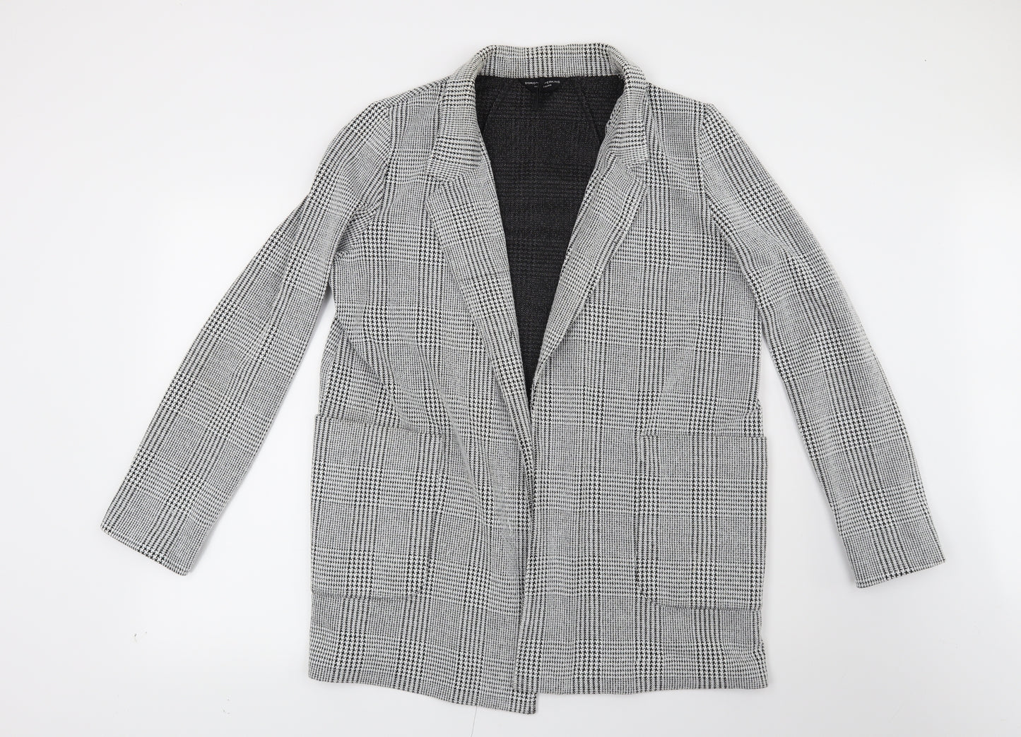 Dorothy Perkins Womens Black Houndstooth Rayon Jacket Blazer Size 14