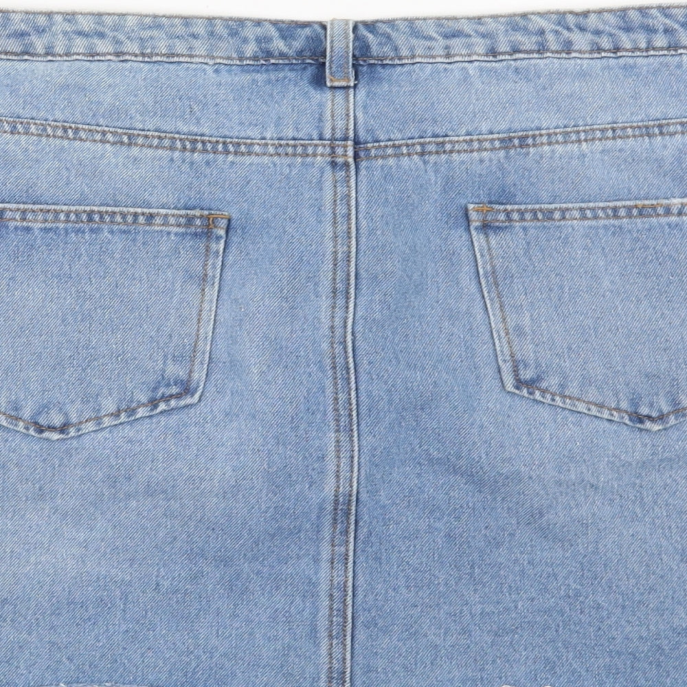 Denim CO Womens Blue Floral  Mini Skirt Size 18