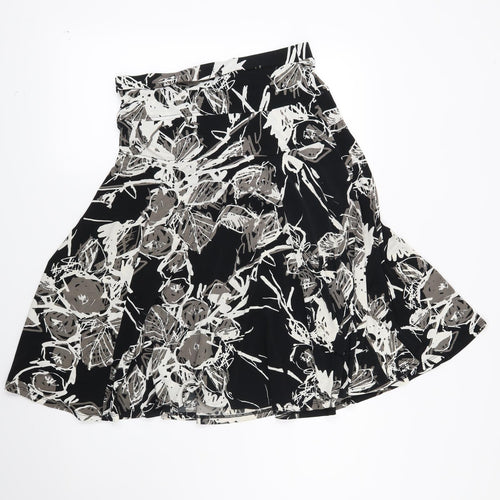 Preworn Womens Black Geometric  A-Line Skirt