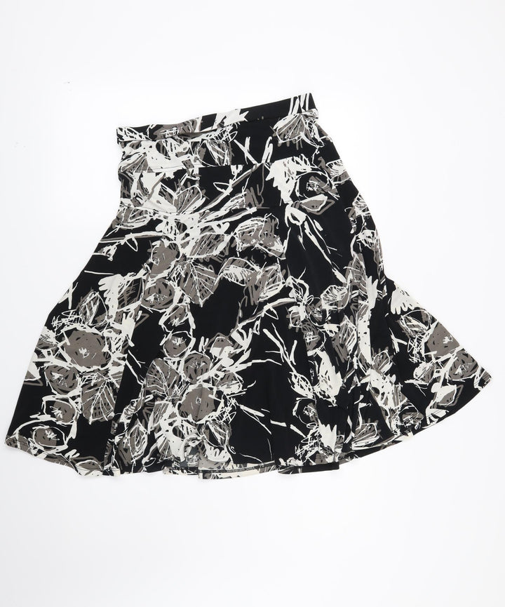 Preworn Womens Black Geometric  A-Line Skirt