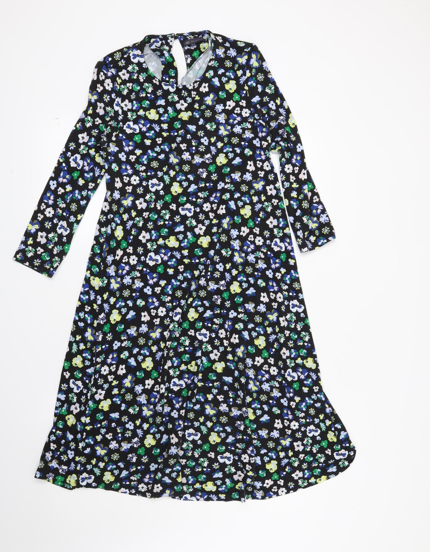 Marks and Spencer Womens Black Floral  Fit & Flare  Size 8