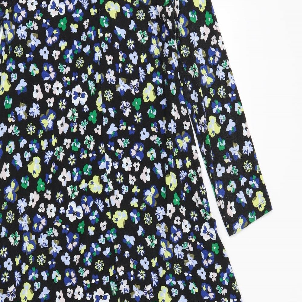 Marks and Spencer Womens Black Floral  Fit & Flare  Size 8