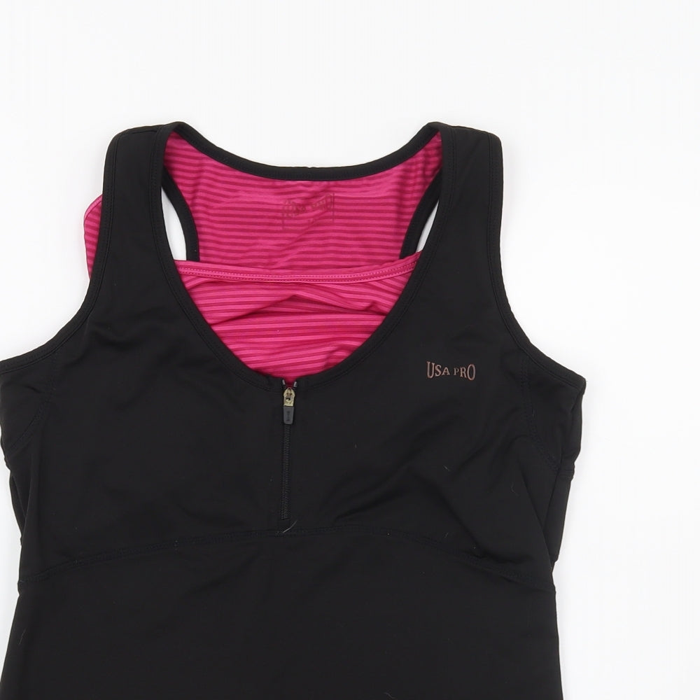 USA Pro Womens Black   Basic T-Shirt Size 10