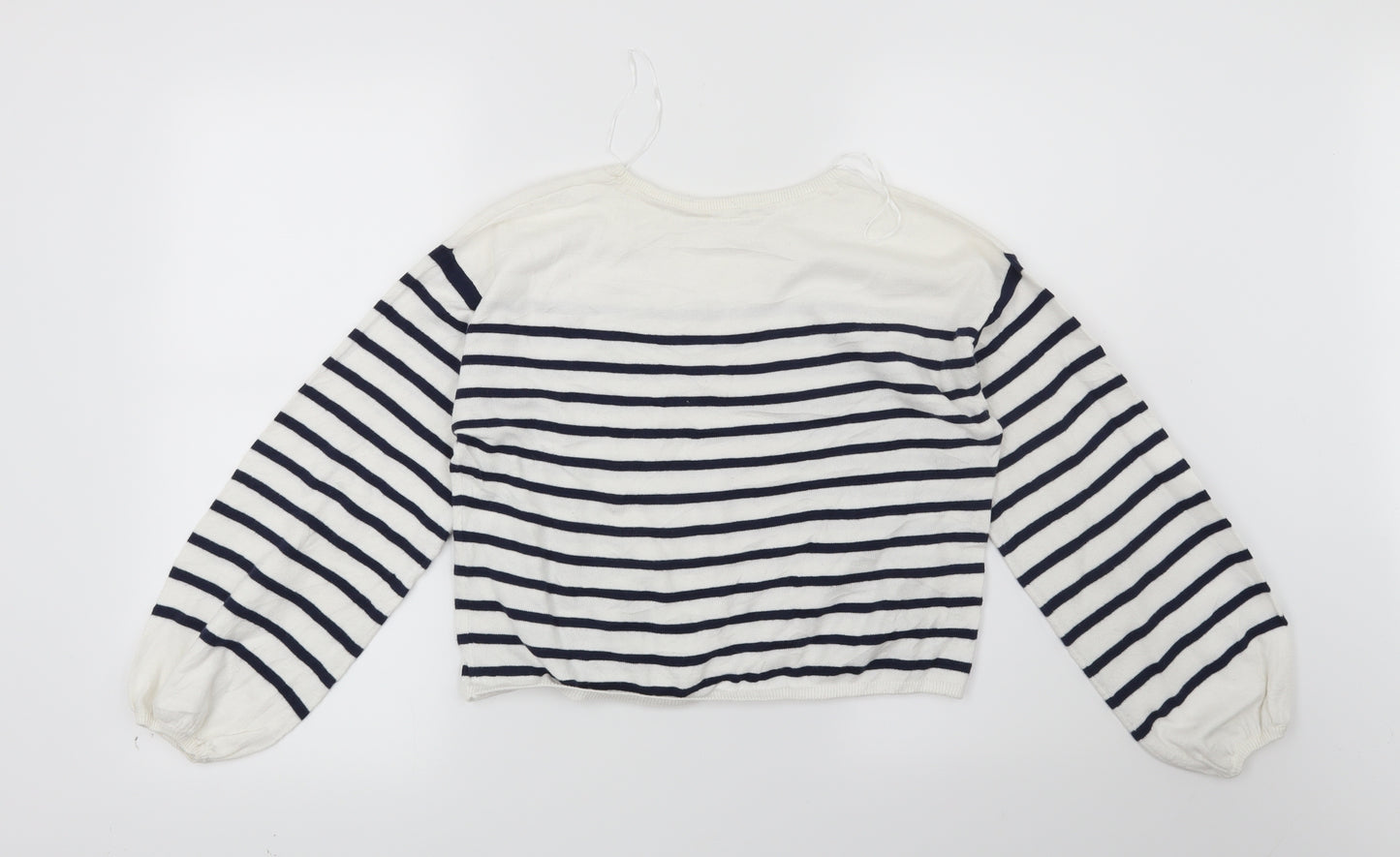 H&M Girls White Striped  Pullover Jumper Size 11-12 Years