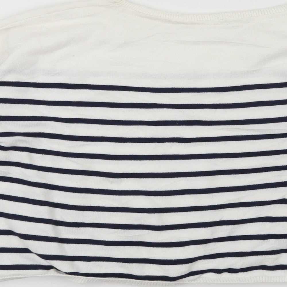 H&M Girls White Striped  Pullover Jumper Size 11-12 Years