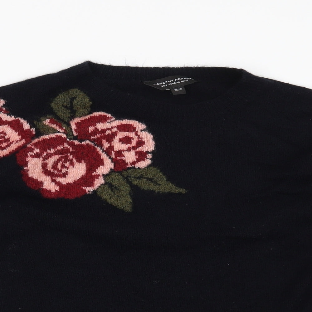 Dorothy Perkins Womens Blue Floral  Pullover Jumper Size 10
