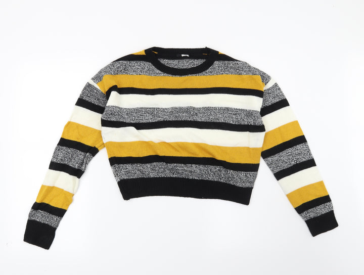H&M Womens Black Striped  Pullover Jumper Size S