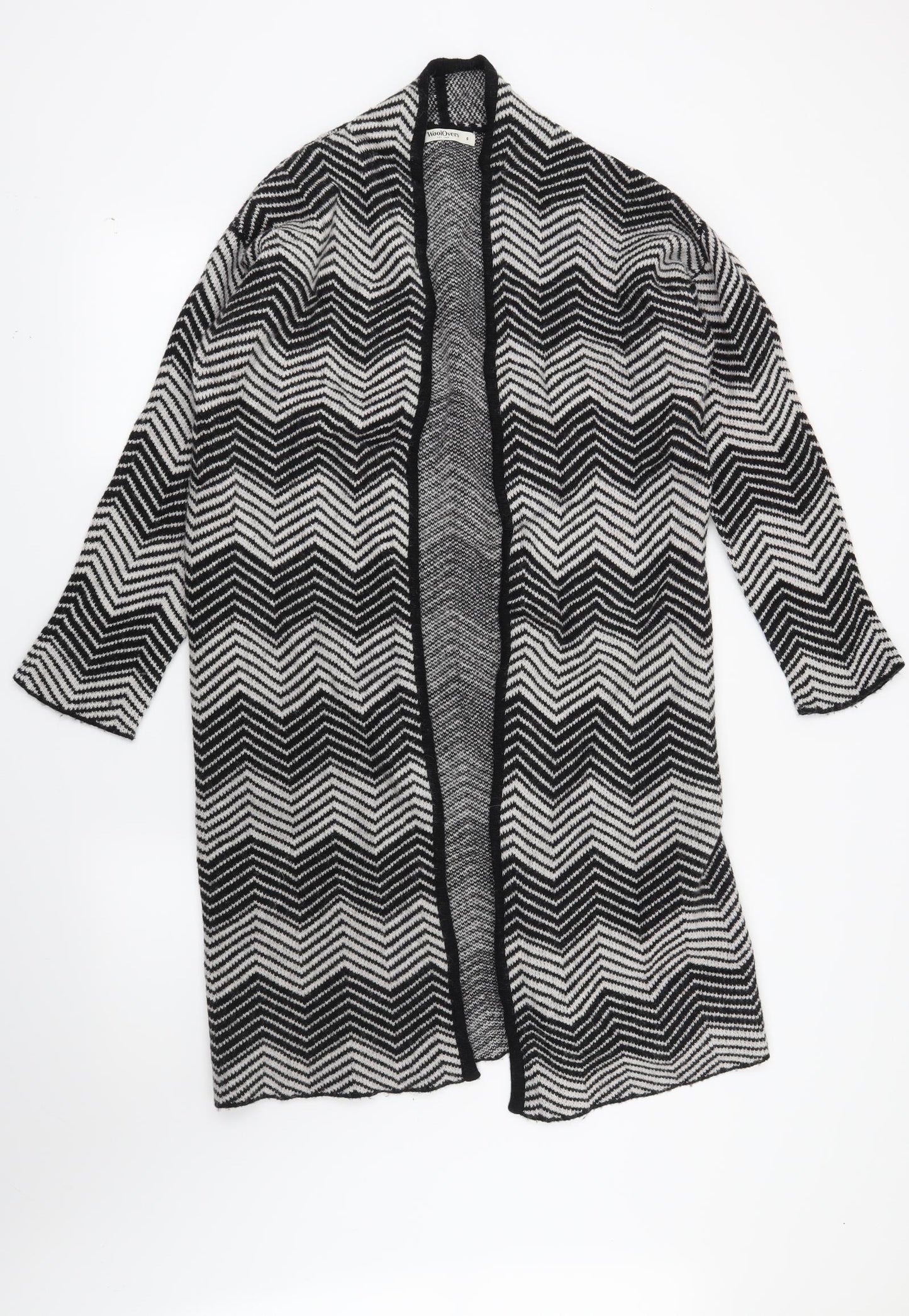 Woolovers Womens Black Geometric  Cardigan Jumper Size S