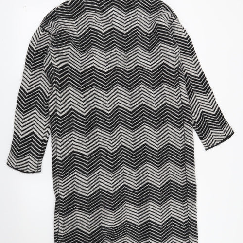 Woolovers Womens Black Geometric  Cardigan Jumper Size S