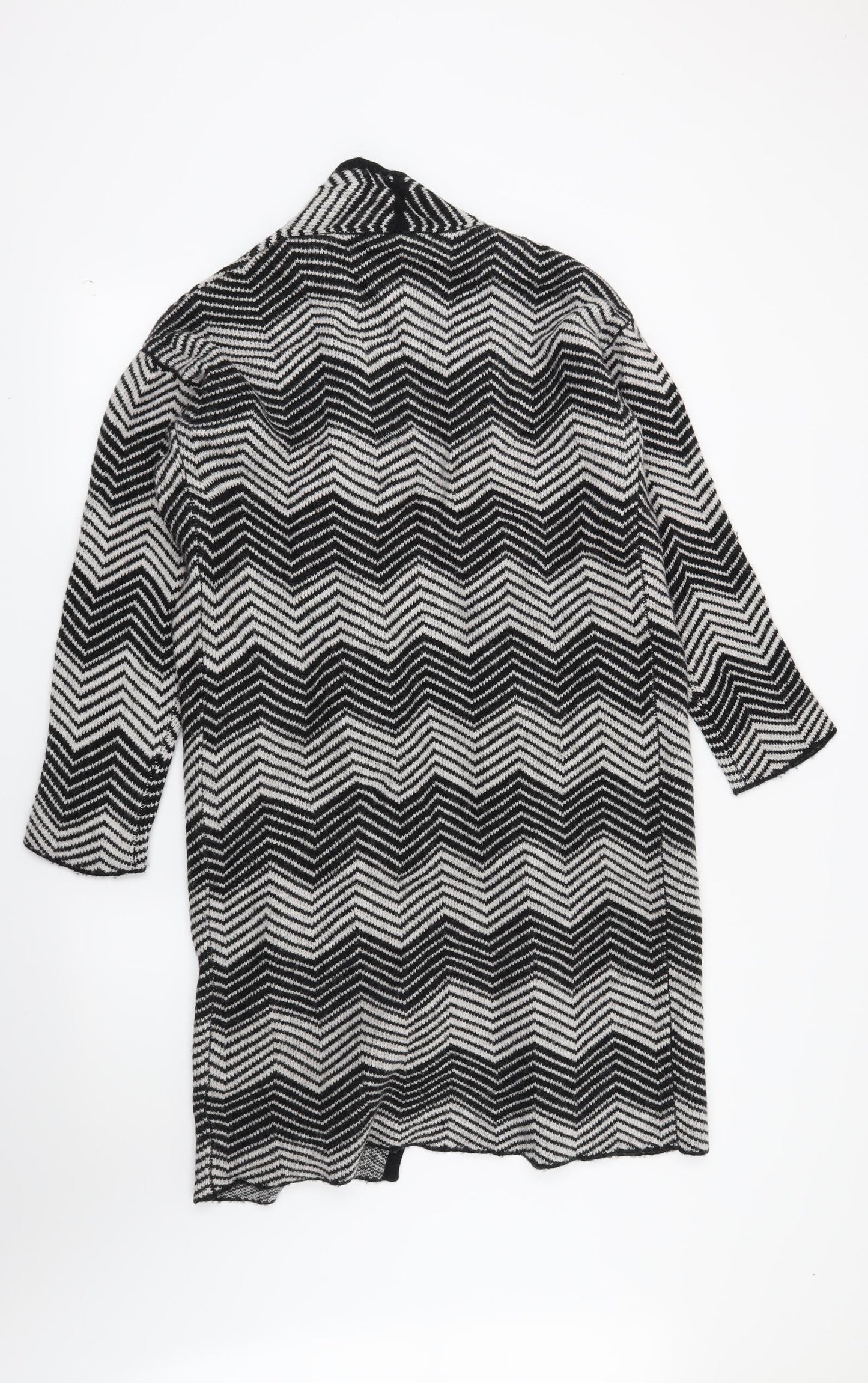 Woolovers Womens Black Geometric  Cardigan Jumper Size S