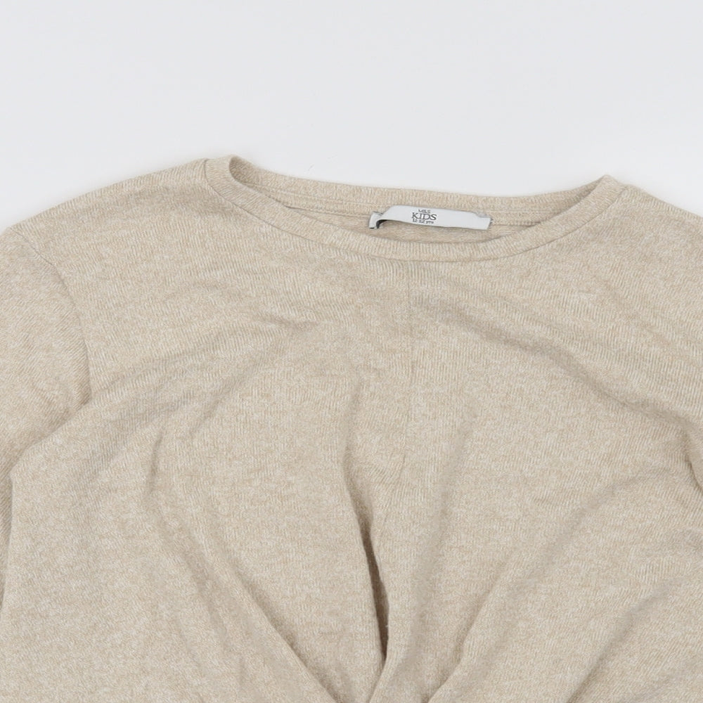 Marks and Spencer Girls Beige   Pullover Jumper Size 11-12 Years