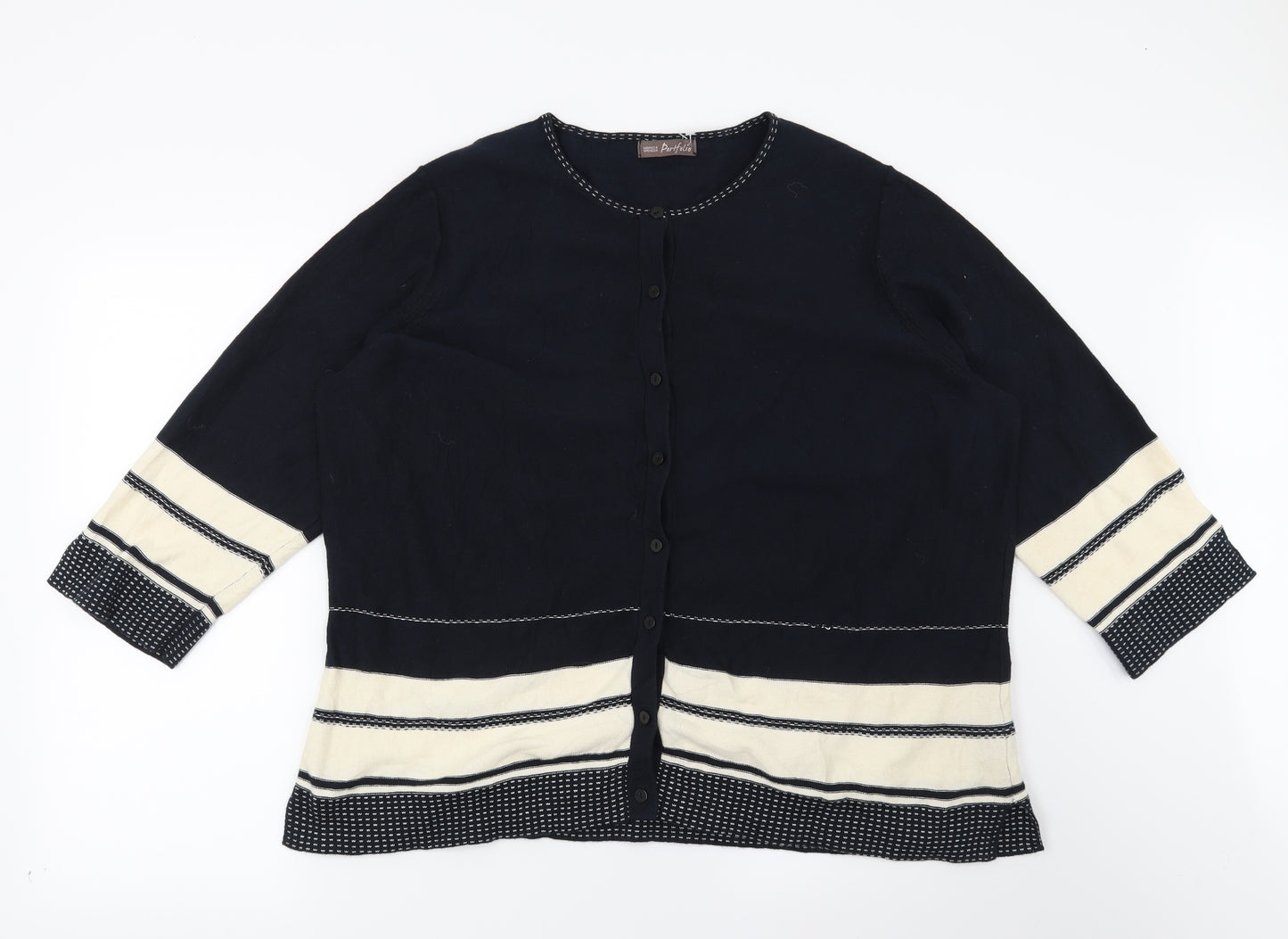 Marks and Spencer Womens Blue Striped  Cardigan Jumper Size 20