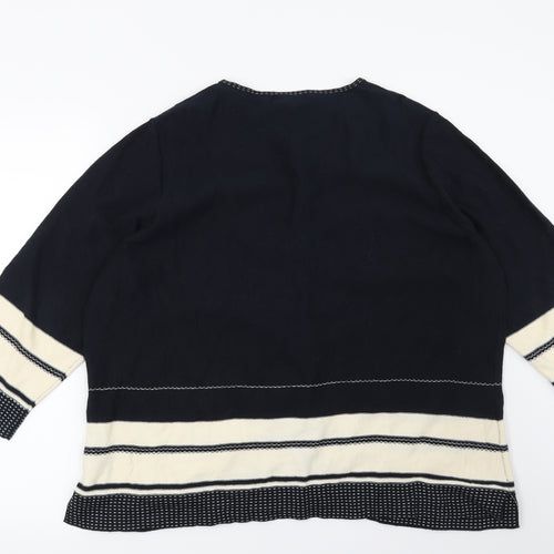 Marks and Spencer Womens Blue Striped  Cardigan Jumper Size 20