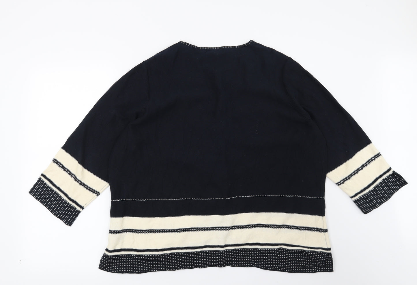 Marks and Spencer Womens Blue Striped  Cardigan Jumper Size 20