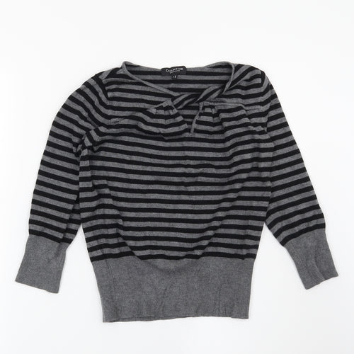 Debenhams Womens Grey Striped  Pullover Jumper Size 12