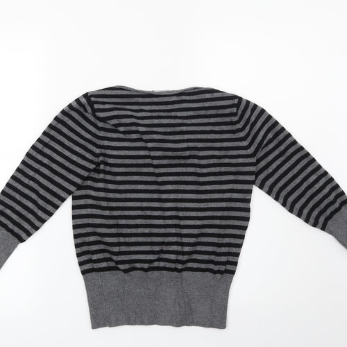 Debenhams Womens Grey Striped  Pullover Jumper Size 12