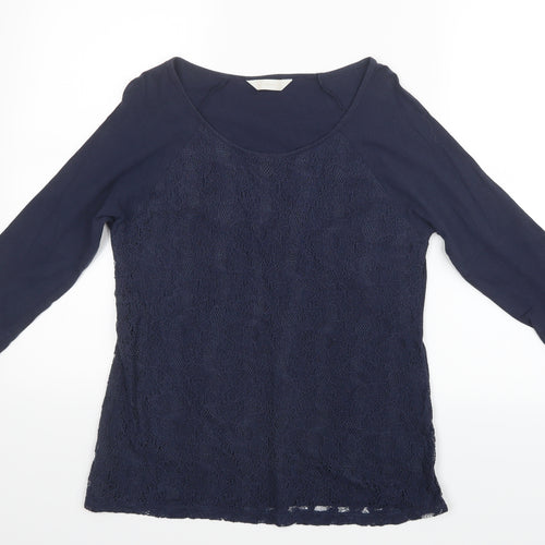 Authentic Womens Blue Floral  Basic Blouse Size 12  - Lace