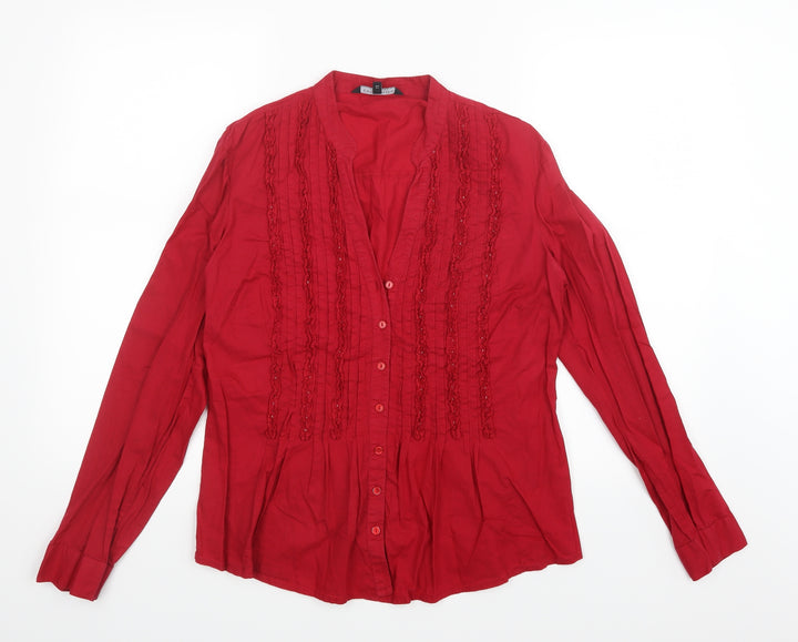 Debenhams Womens Red   Basic Button-Up Size 12  - String tie around back has been removed