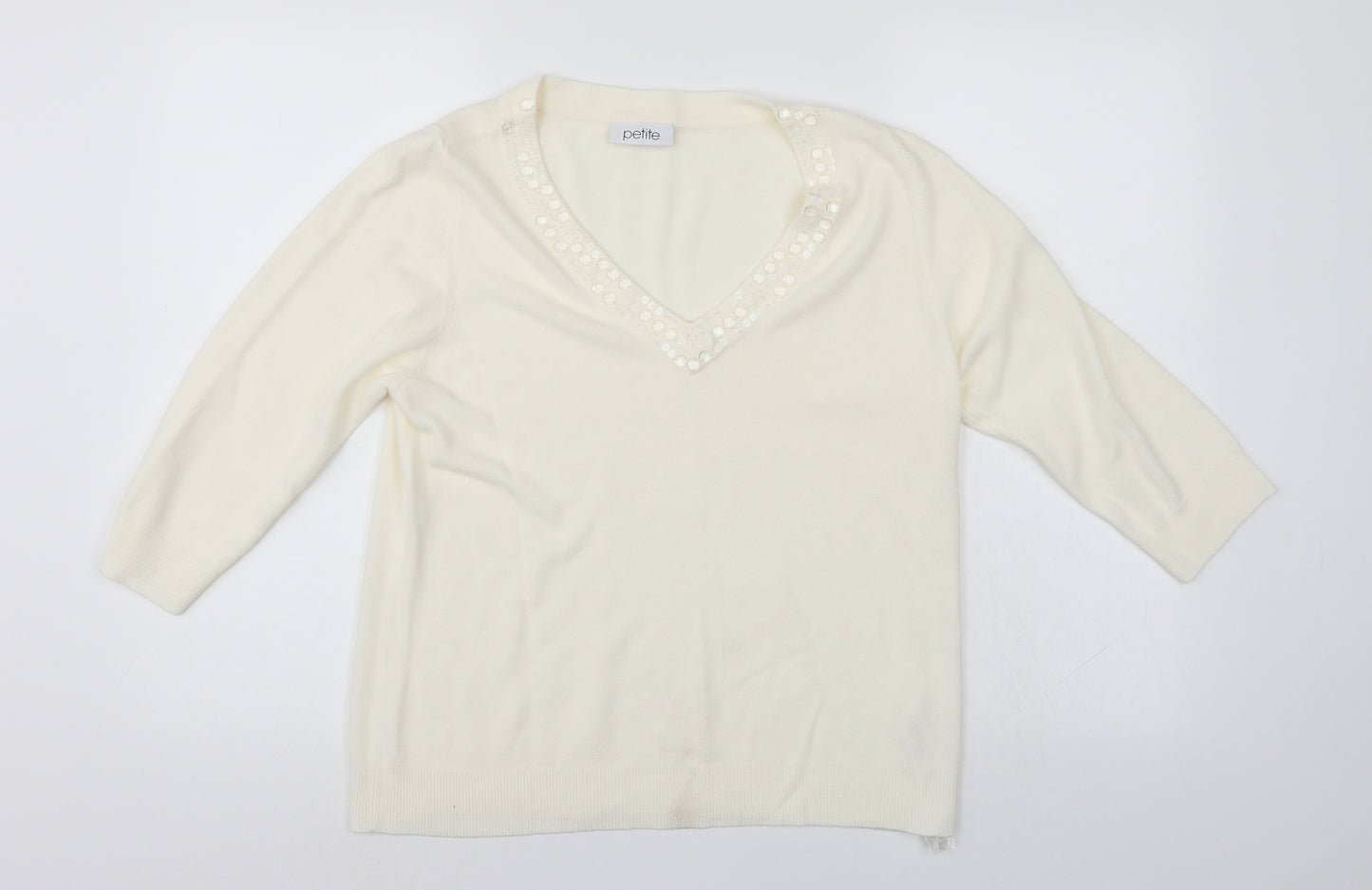 Petite Womens White   Pullover Jumper Size 16