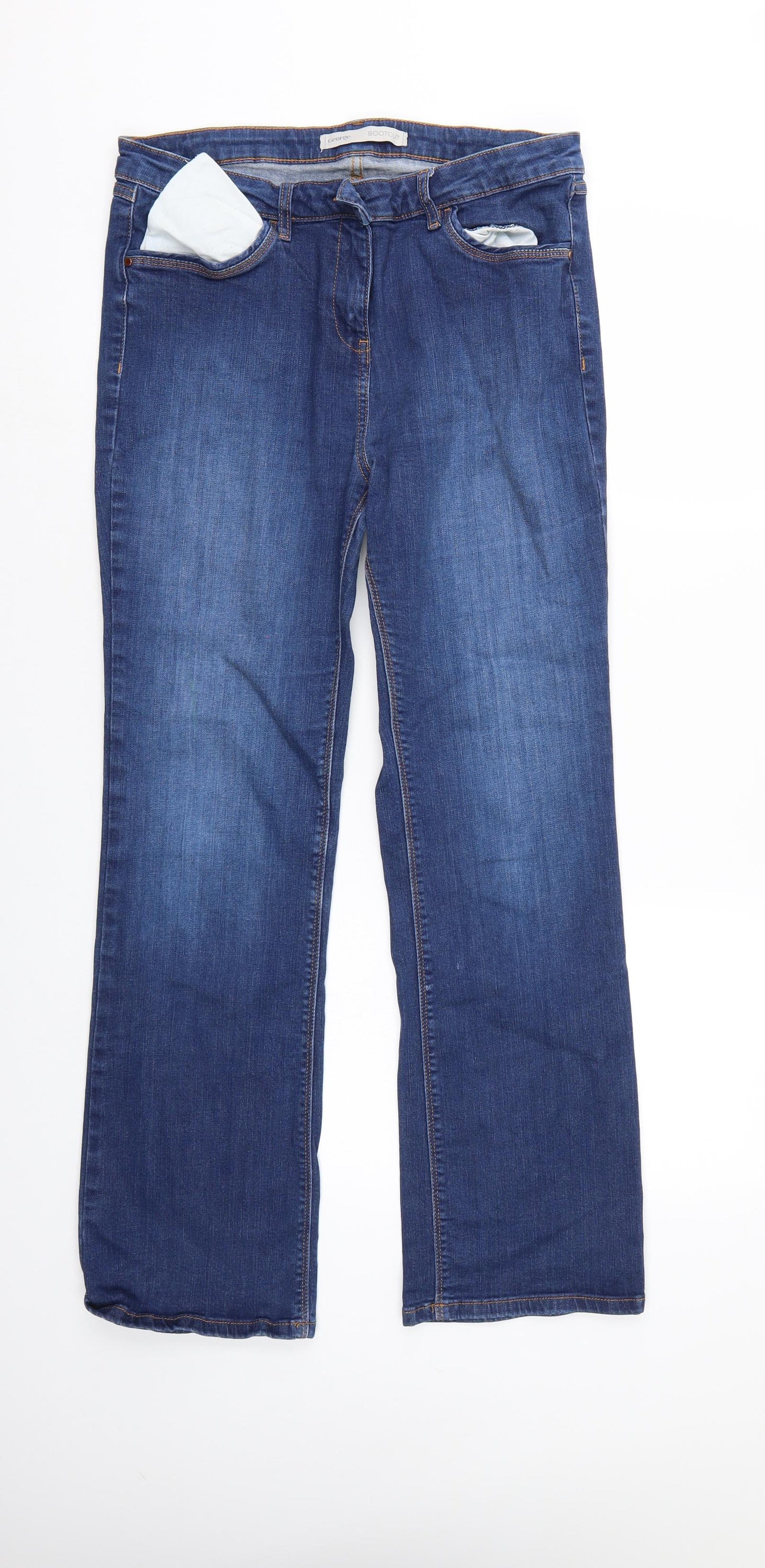 George Womens Blue  Denim Bootcut Jeans Size 14 L28 in
