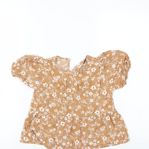 George Girls Brown Floral  Basic Blouse Size 7-8 Years