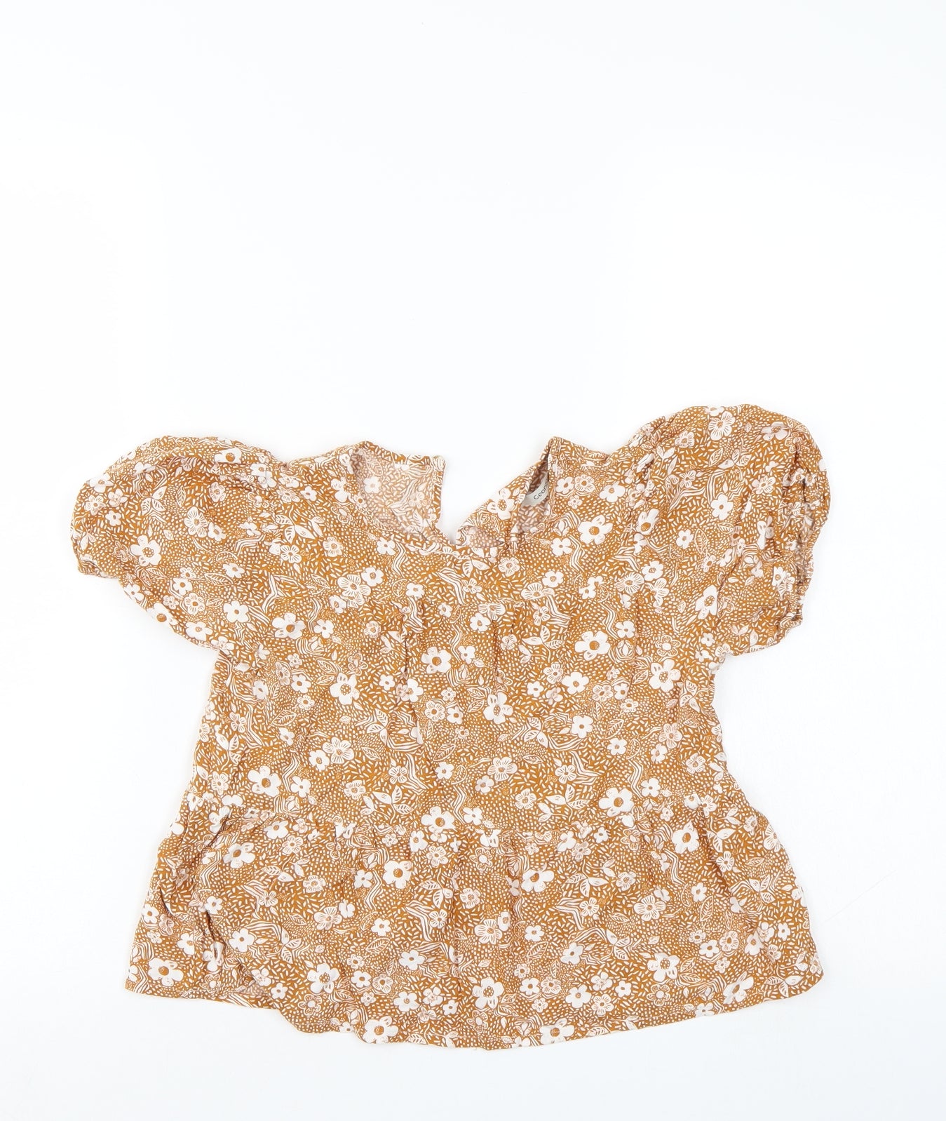 George Girls Brown Floral  Basic Blouse Size 7-8 Years