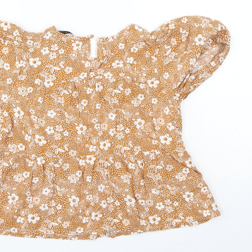 George Girls Brown Floral  Basic Blouse Size 7-8 Years