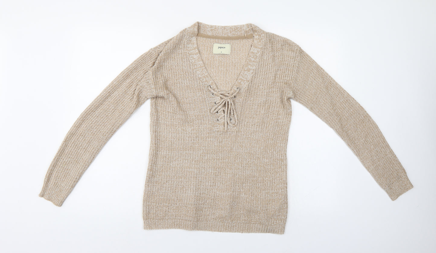 Papaya Womens Brown   Pullover Jumper Size S