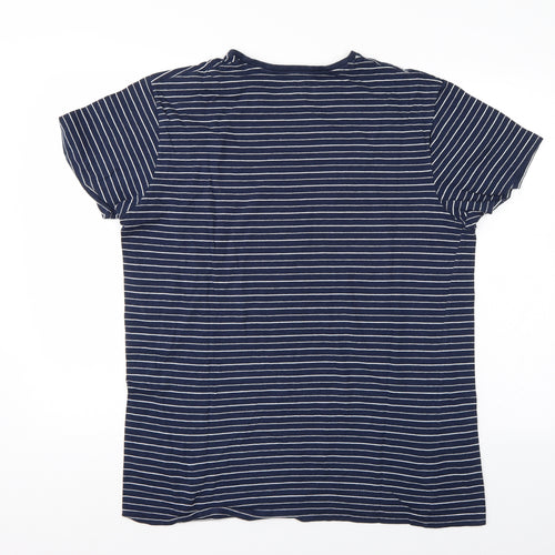 Cedar Wood State Mens Blue Striped   T-Shirt Size XL