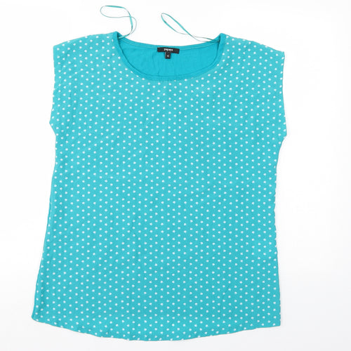 Papaya Womens Blue Polka Dot  Basic Blouse Size 12