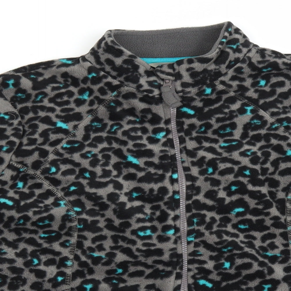 TU Womens Grey Animal Print  Full Zip Jumper Size 14