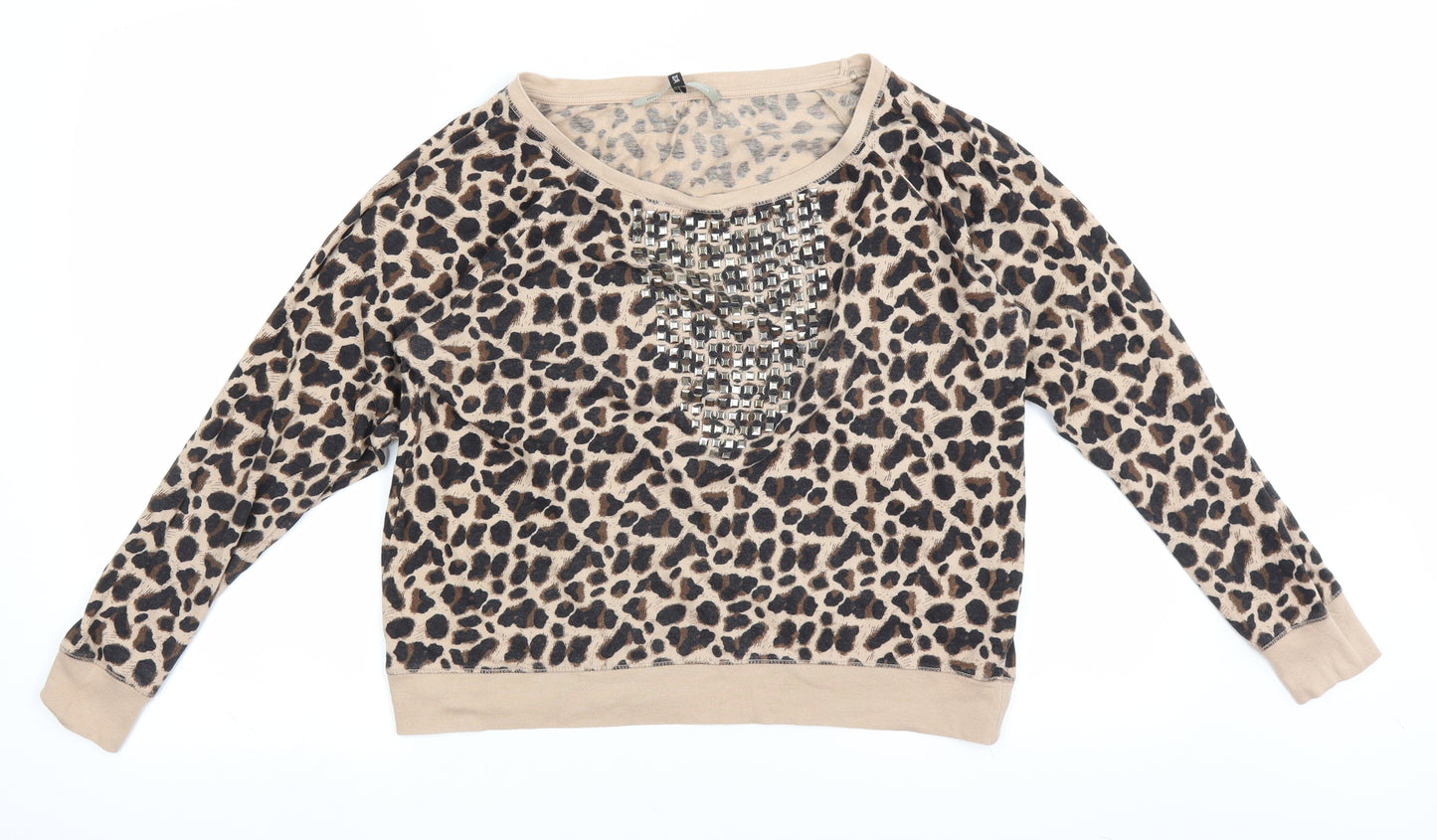 River Island Womens Brown Animal Print  Basic T-Shirt Size 10
