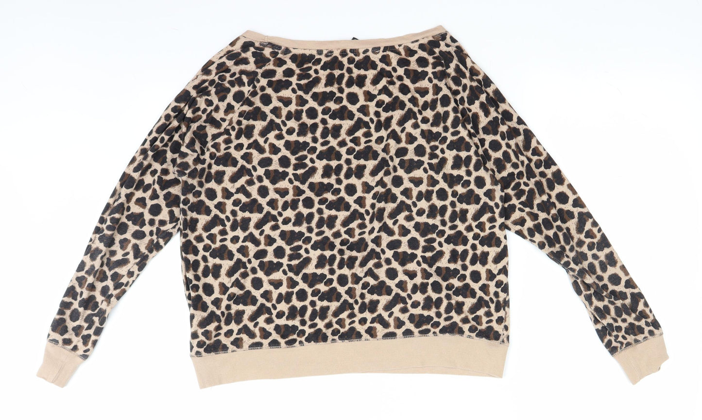 River Island Womens Brown Animal Print  Basic T-Shirt Size 10