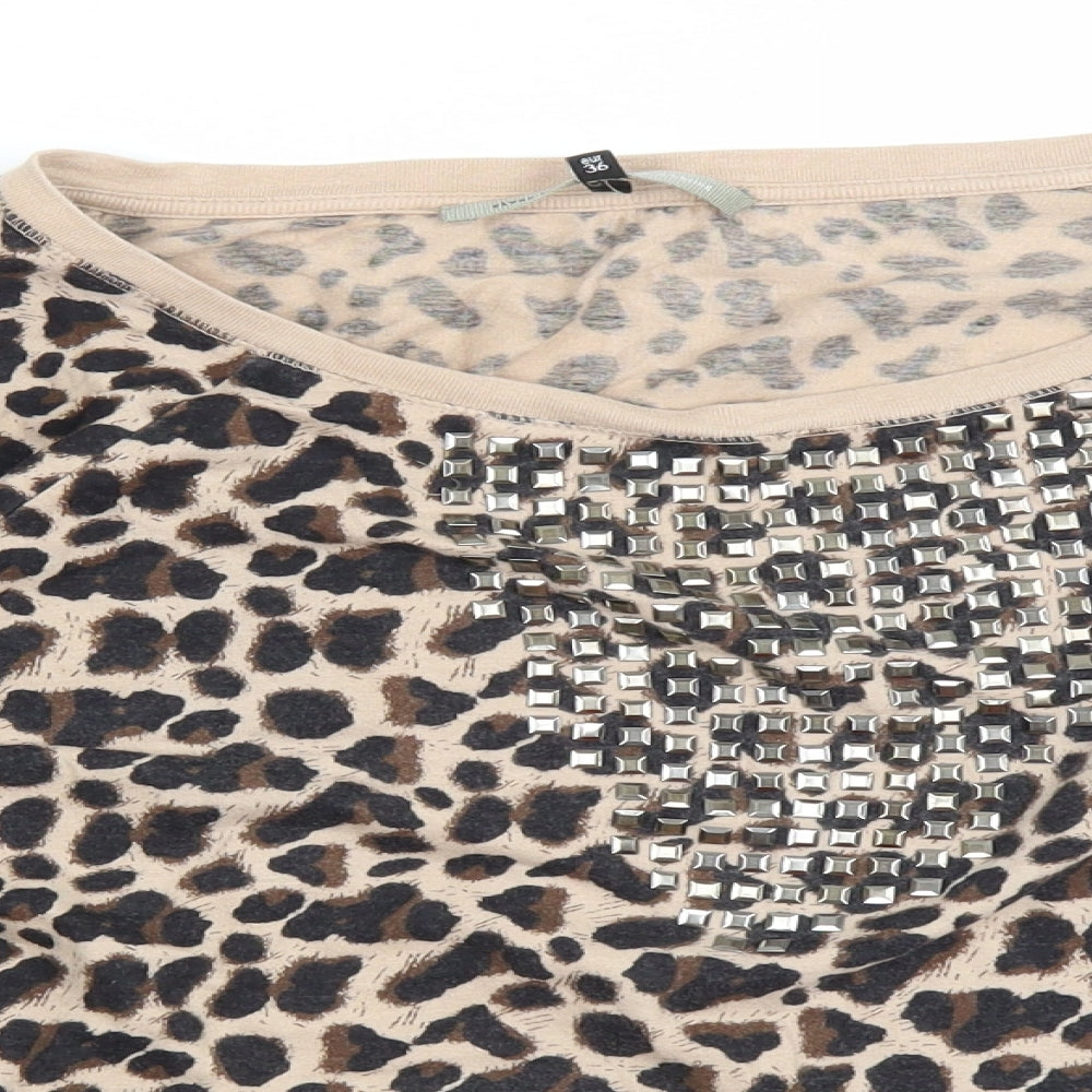 River Island Womens Brown Animal Print  Basic T-Shirt Size 10