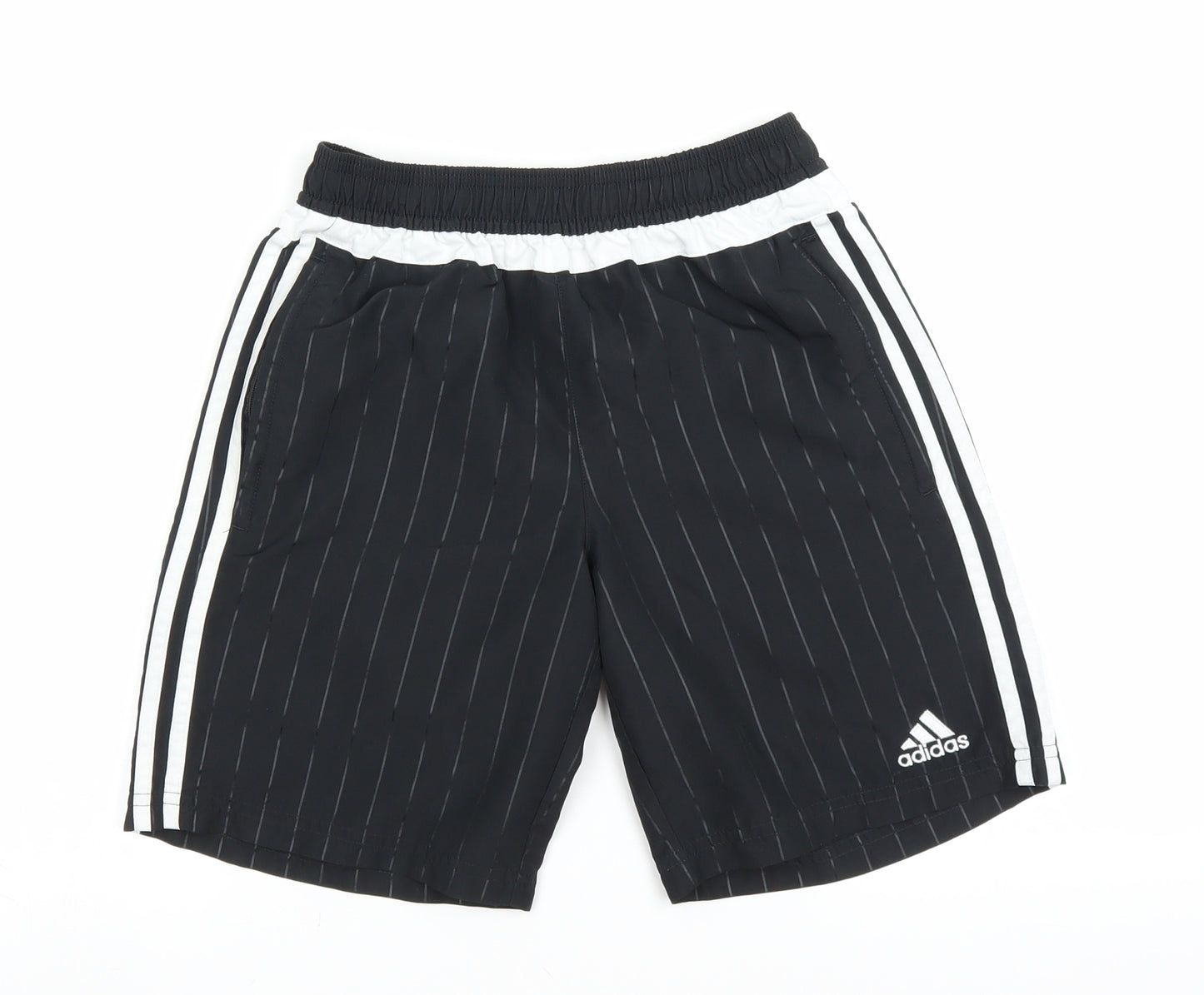 adidas Boys Black Striped  Sweat Shorts Size 11-12 Years