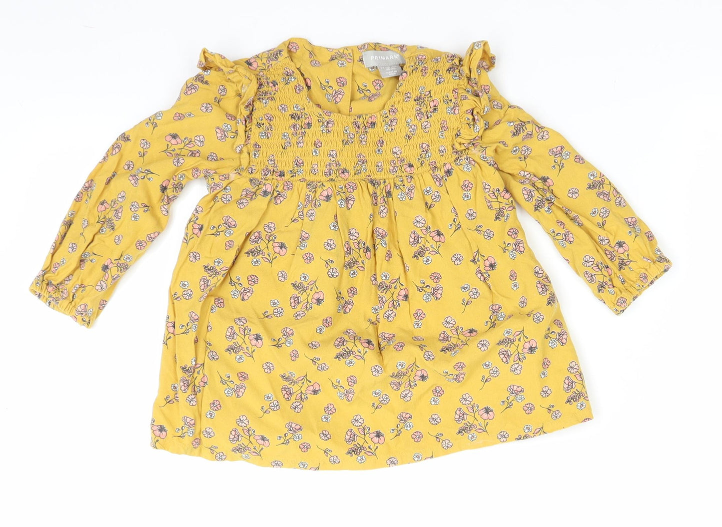 Primark Girls Yellow Floral  A-Line  Size 24 Months