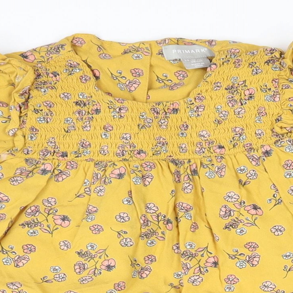 Primark Girls Yellow Floral  A-Line  Size 24 Months