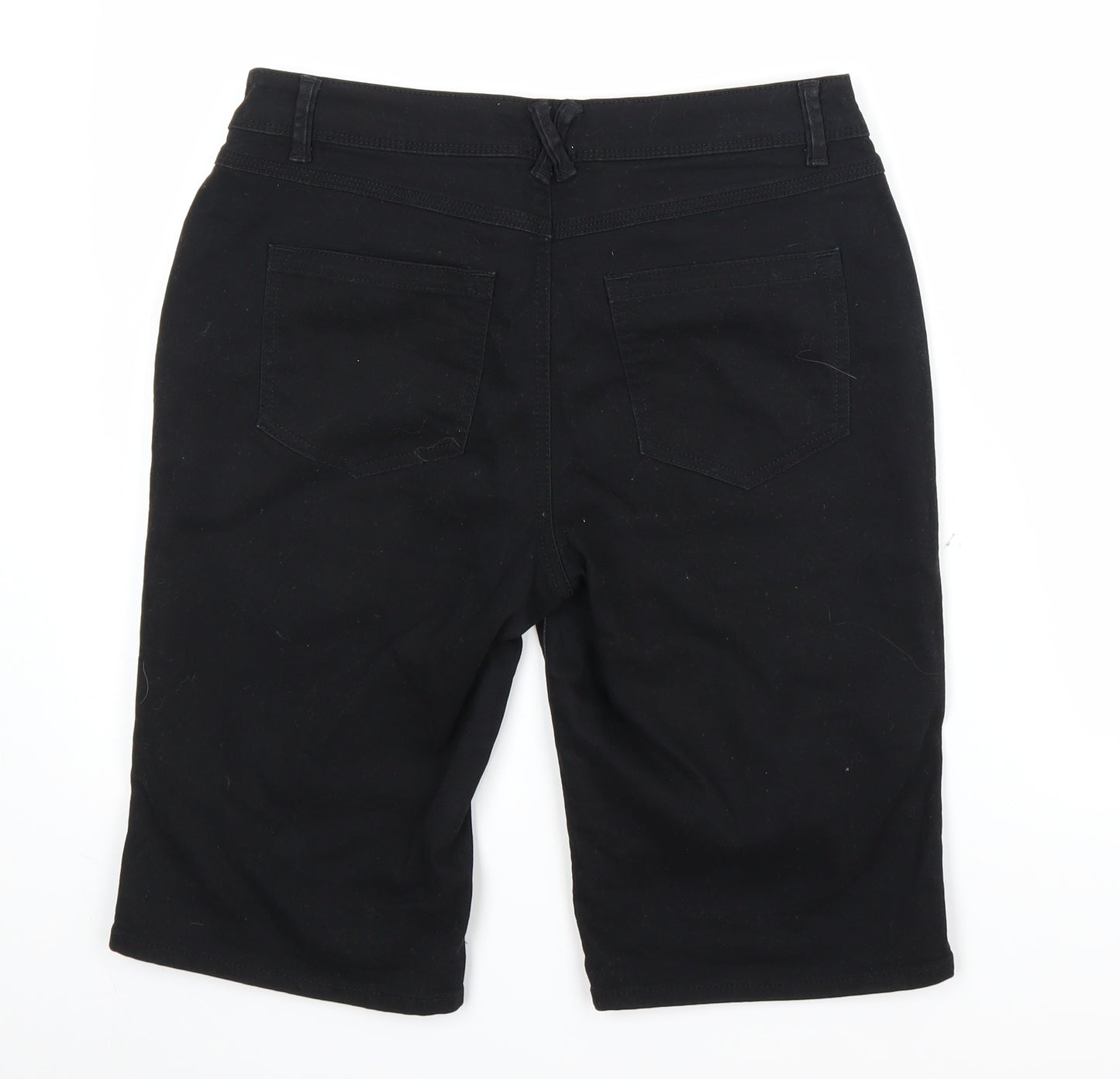 B.You Womens Black  Denim Chino Shorts Size 12 - Distressed