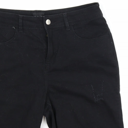 B.You Womens Black  Denim Chino Shorts Size 12 - Distressed