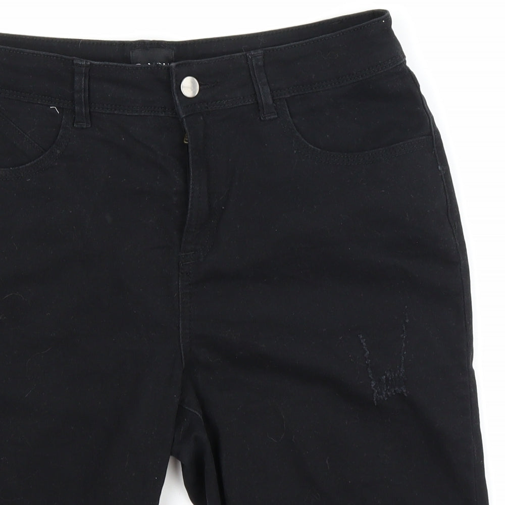 B.You Womens Black  Denim Chino Shorts Size 12 - Distressed