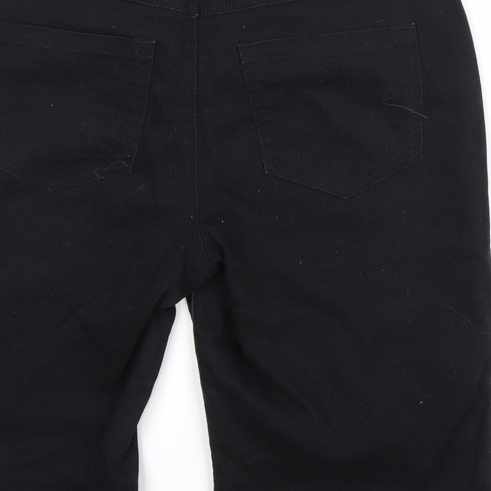 B.You Womens Black  Denim Chino Shorts Size 12 - Distressed