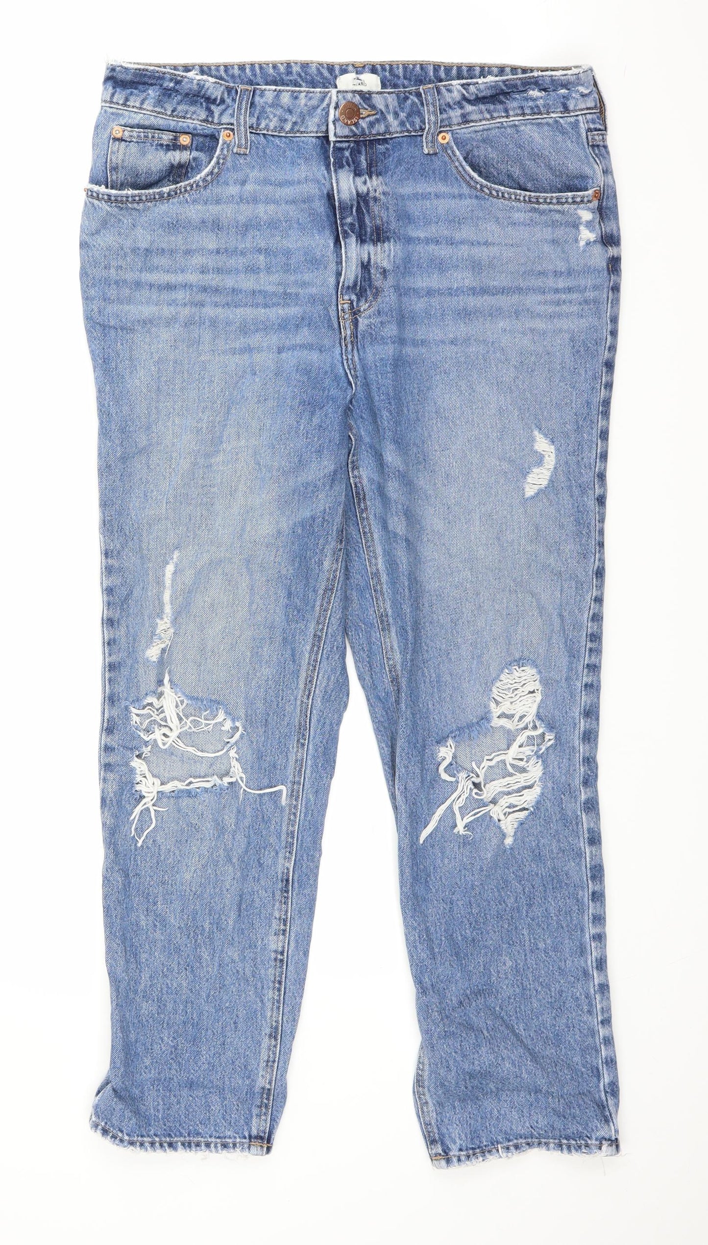 River Island Womens Blue  Denim Straight Jeans Size 14 L26 in