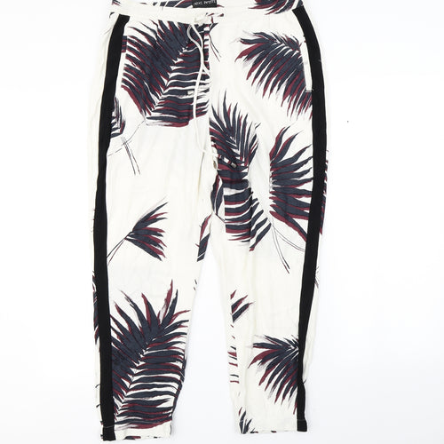 NEXT Womens White Floral  Trousers  Size 14 L30 in