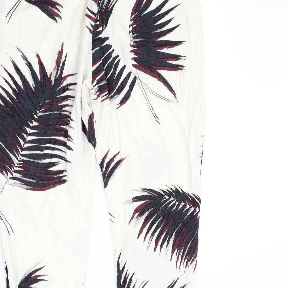 NEXT Womens White Floral  Trousers  Size 14 L30 in