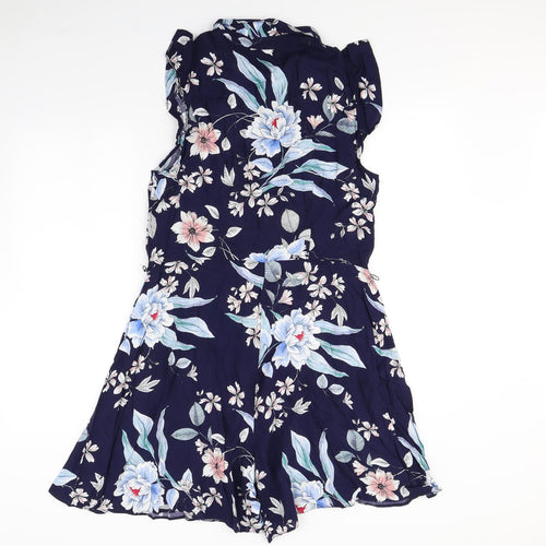 F&F` Womens Blue Floral  Playsuit One-Piece Size 16 L3 in
