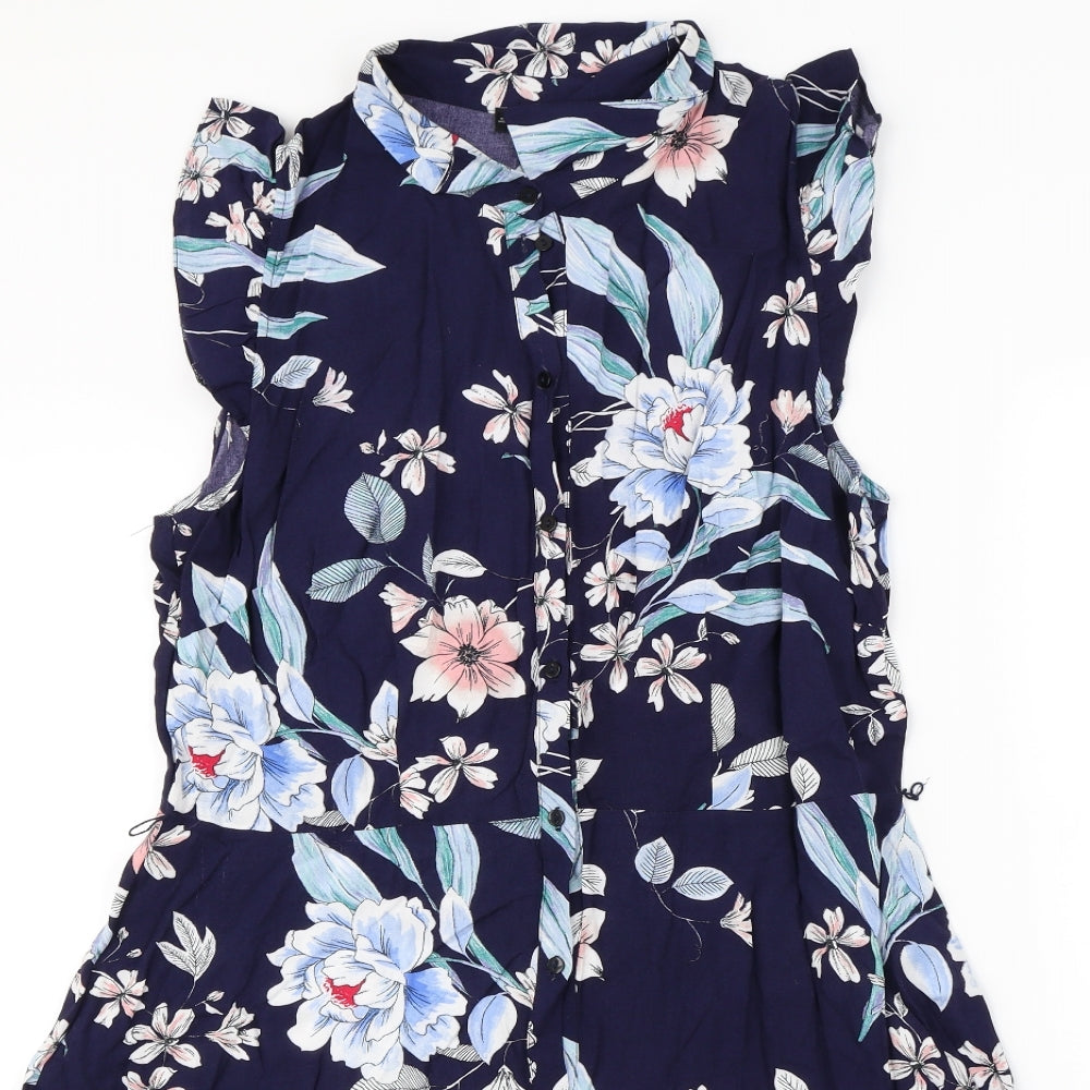 F&F` Womens Blue Floral  Playsuit One-Piece Size 16 L3 in