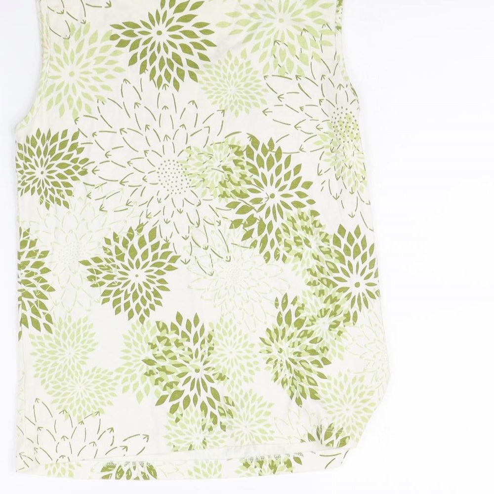 M&Co Womens White Floral  Basic Tank Size L