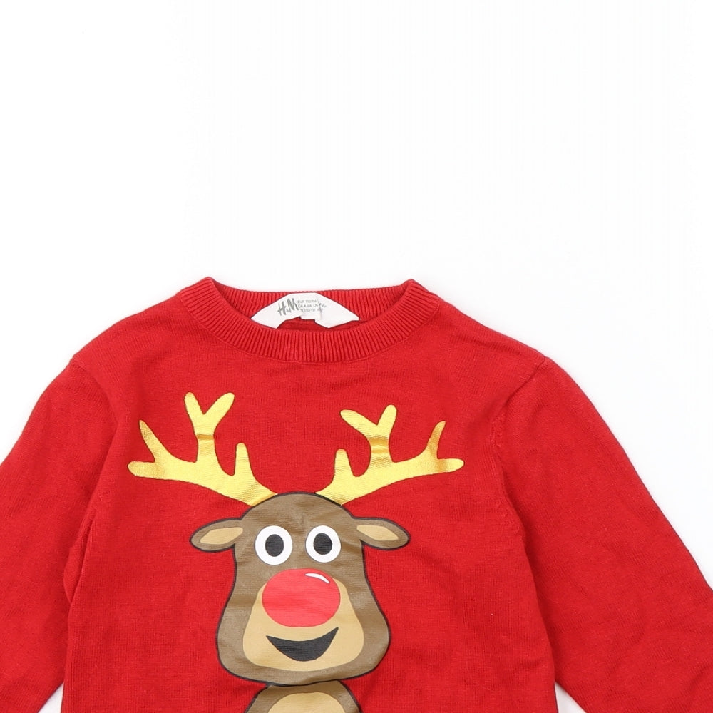 H&M Boys Red   Pullover Jumper Size 4 Years  - Christmas jumper